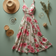 Floral High-Low Dress with V-Neckline