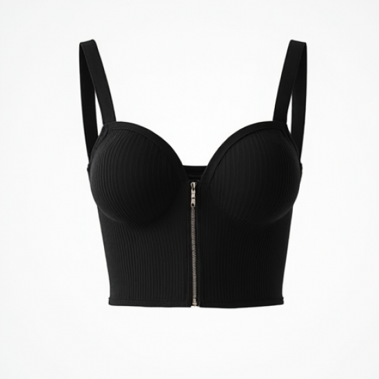Ribbed Bustier Top in Solid Neutral
