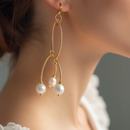 Pearl Accent Hoop Earrings with Freshwater Pearl