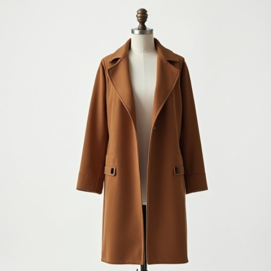 Cropped Duster Coat with Oversized Collar