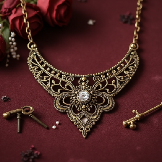 Vintage-Inspired Choker Necklace in Antique Finish